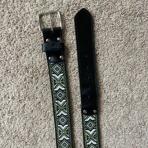 UNISEX Souldier Bohemian, Western, Rodeo Aztec Embroidered Leather Belt. Large.